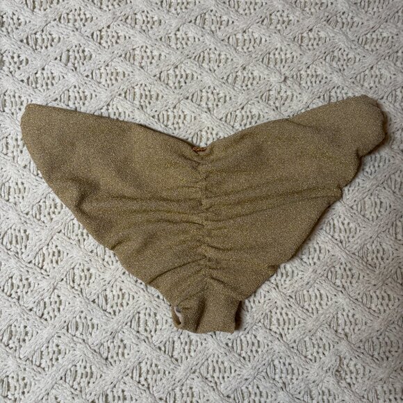 PQ Swim Metallic Gold Ruched Bikini Bottoms – Women’s L NWOT w/hygiene sticker‎ - Picture 5 of 6